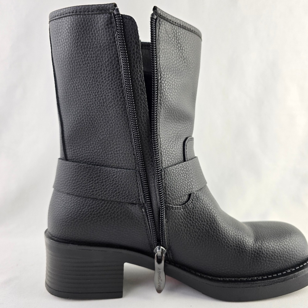 NWT Aqua Diva Women's Waterproof Leather Harness Moto Boot Lined Black 6 - Picture 8 of 16